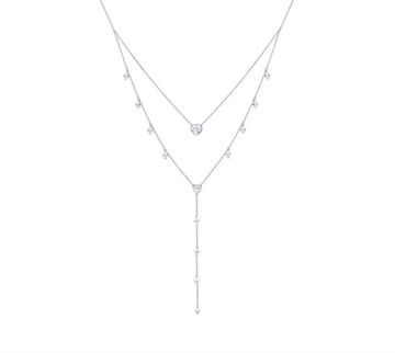 Y-Halskette  Herz rhodiniert